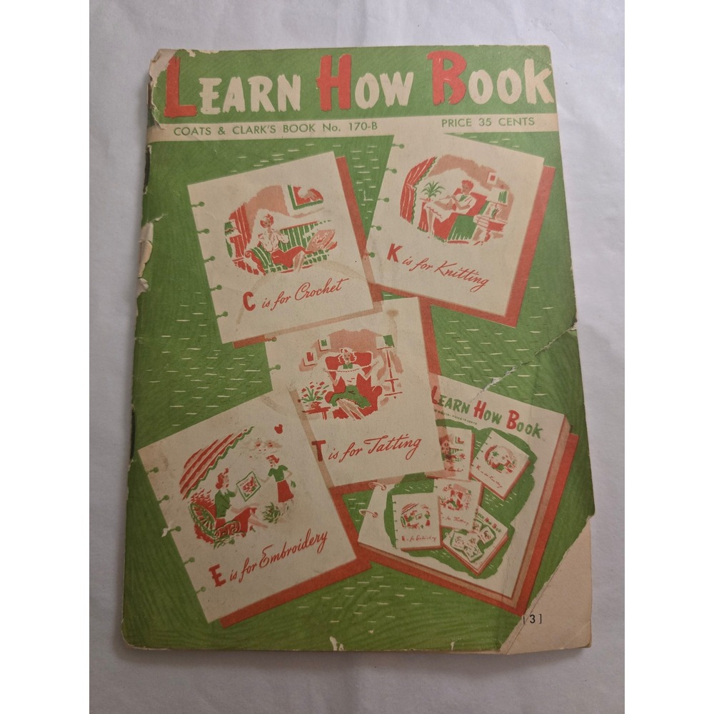 VTG 1959 Coats & Clark's Learn How Book No. 170-B Crochet Knitting Tatting Craft